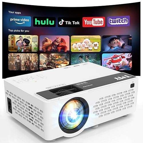 TMY Mini Movie Projector with WiFi and Bluetooth, Compatible with Netflix/Prime Video/YouTube, 1080P Full HD Portable Projector, for Smartphone/TV