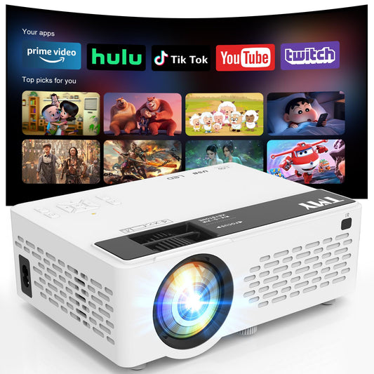 TMY Mini Movie Projector with WiFi and Bluetooth, Compatible with Netflix/Prime Video/YouTube, 1080P Full HD Portable Projector, for Smartphone/TV