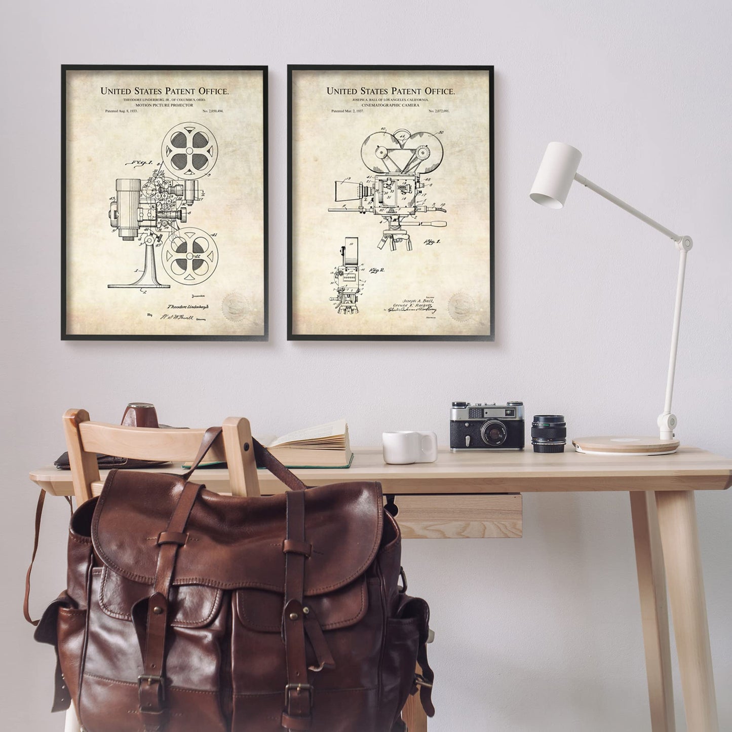 Stupell Industries Vintage Movie Camera Cinema Projector Patent Diagram, Design by Karl Hronek
