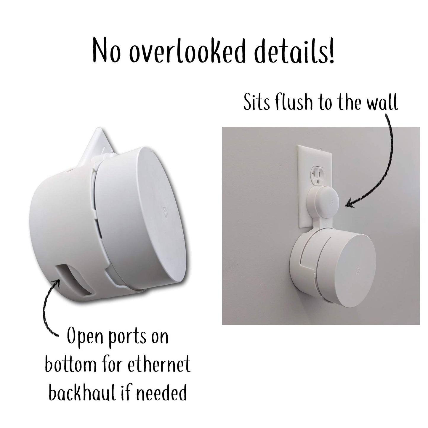 Google WiFi Outlet Holder Mount: [NEW 2020 - Present Version - Round Plug] The Simplest Wall Mount Holder Stand Bracket for Google WiFi Routers and