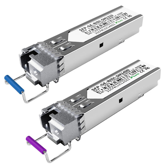 1.25G BiDi SFP Fiber Transceiver Module Pair, 1000BASE-BX-D, Single-Mode Simplex LC, Tx/Rx 1490nm/1310nm, DDM, SMF, Compatible with Cisco