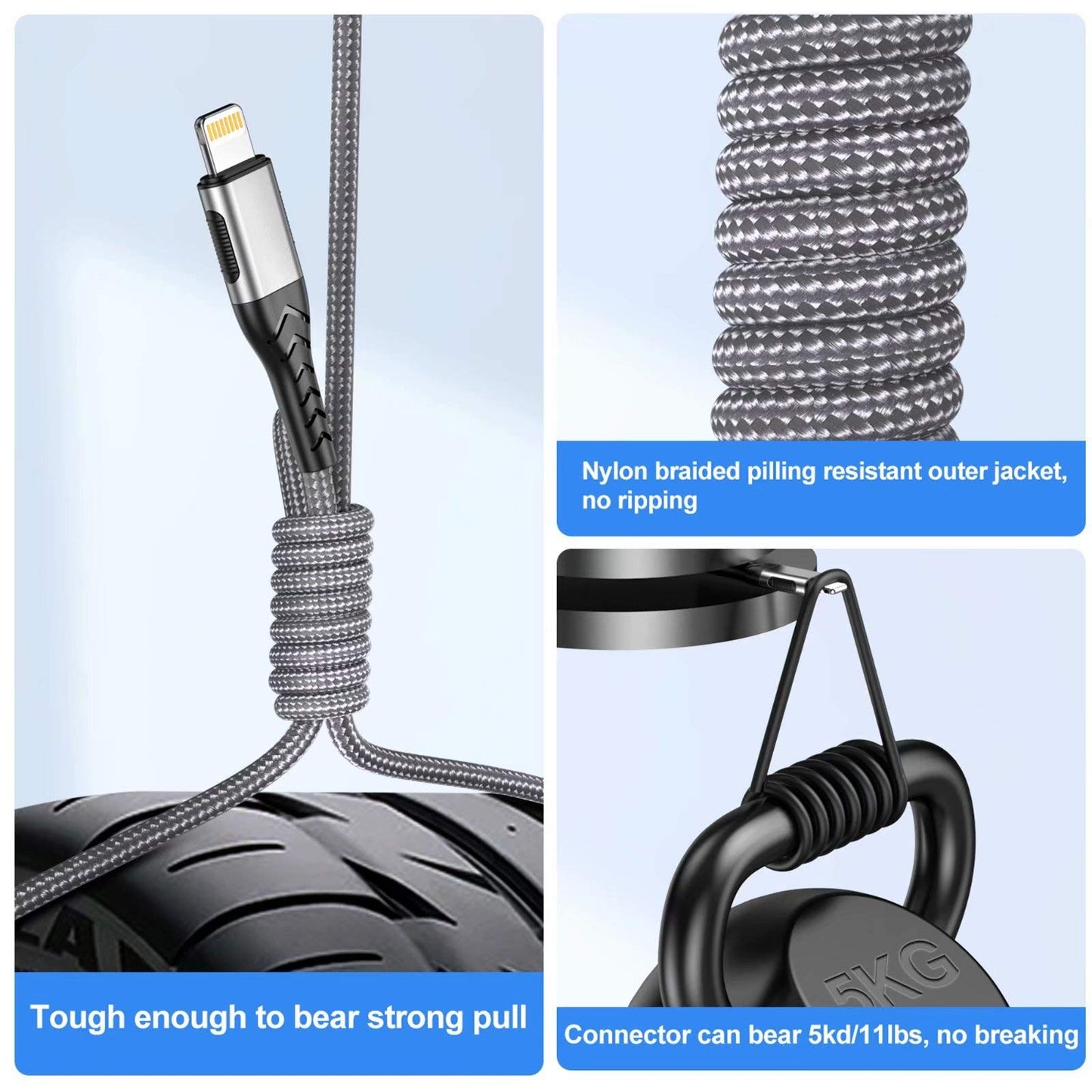 Durcord iPhone Charger, [MFi Certified] 3Pack 10FT USB A Cable for Long Lightning Charger Cable, Fast iPhone Charging Cord for iPhone Xs…