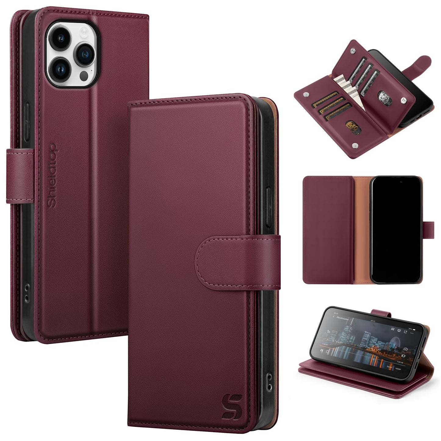 Shieldtop Compatible with iPhone 13 Pro Max Wallet Case with Card Holder,Women Men RFID Blocking PU Leather Folio Flip TPU Protective Cover Credit