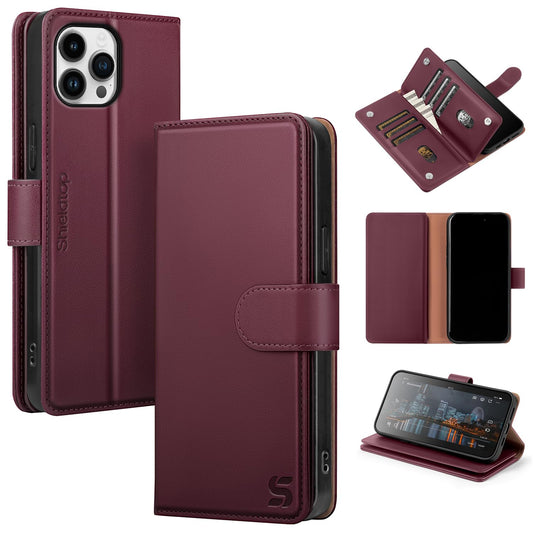 Shieldtop Compatible with iPhone 13 Pro Max Wallet Case with Card Holder,Women Men RFID Blocking PU Leather Folio Flip TPU Protective Cover Credit