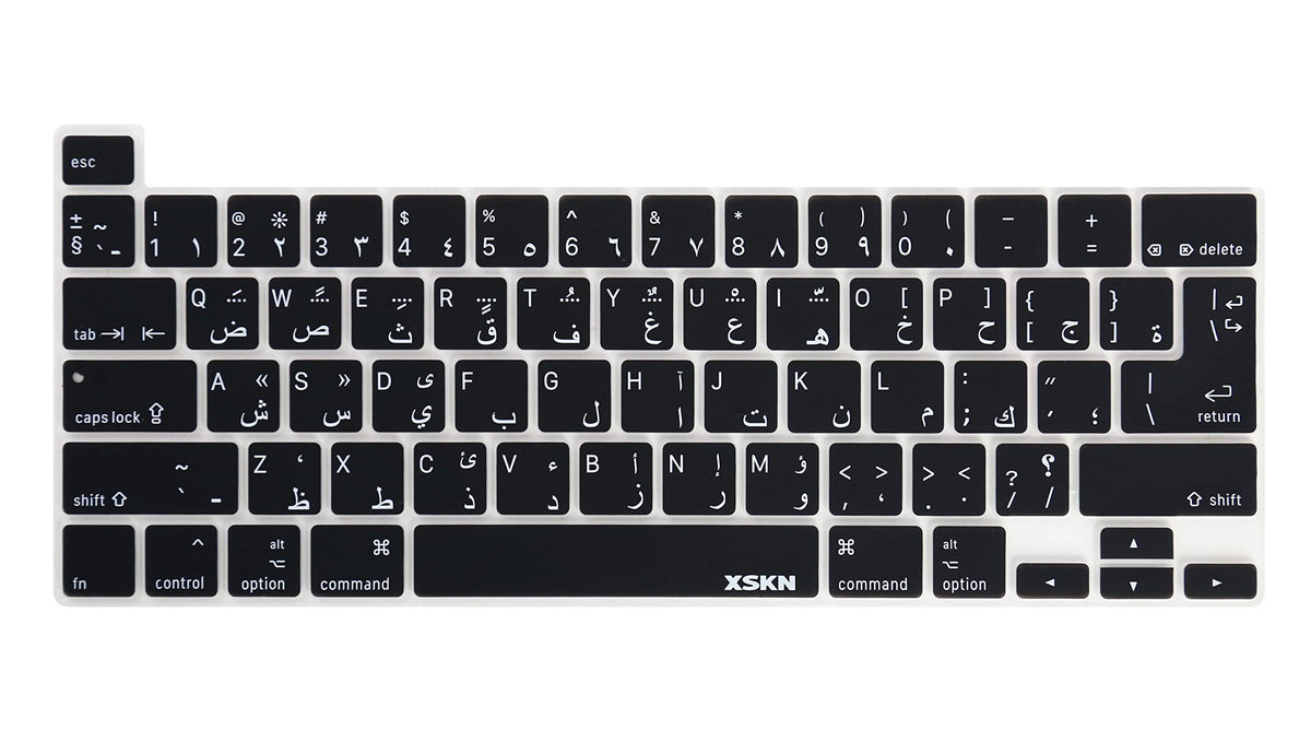 XSKN Arabic/English Bilingual Black Silicone Keyboard Cover Skin for Touch Bar Models 2019 MacBook Pro 16 inch A2141 2020 MacBook Pro 13.3 inch A2251
