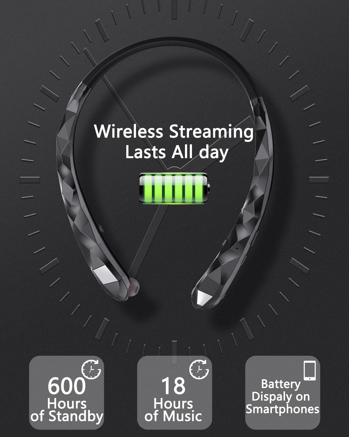 Finpola Bluetooth Neckband Headphones, Retractable Headphone Bluetooth 5.3 & IPX5 Waterproof, Neckband Headphones Vibration Call Alerts with 16H Talk…