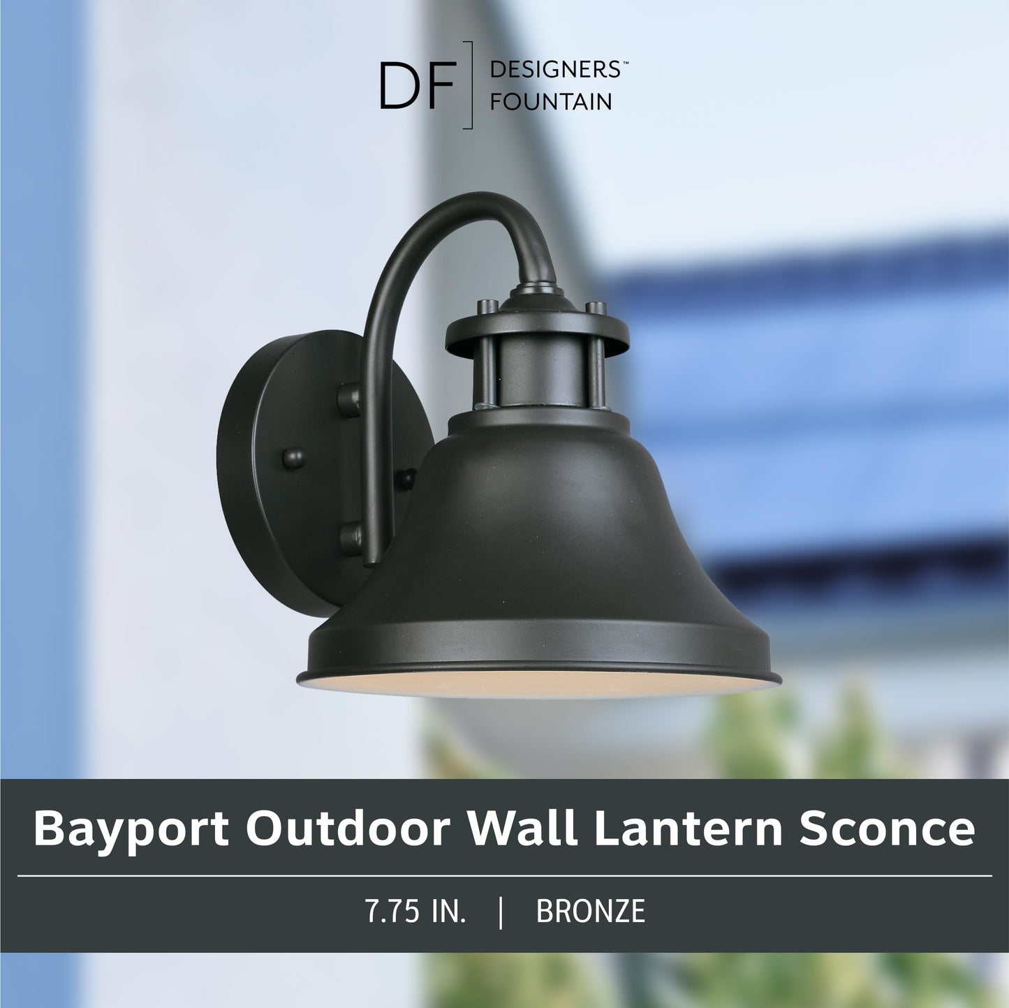 Designers Fountain Bayport Outdoor Light Fixture, 7.75 Inch Exterior Wall Lantern Sconce for Front Door, Patio and Porch, Bronze, 31311-BZ