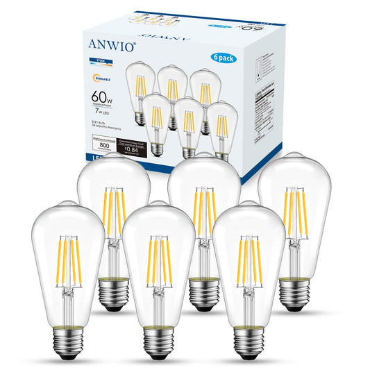 ANWIO Clear ST21 LED Edison Light Bulb 7W=60W 800LM 2700K Warm White Bulb