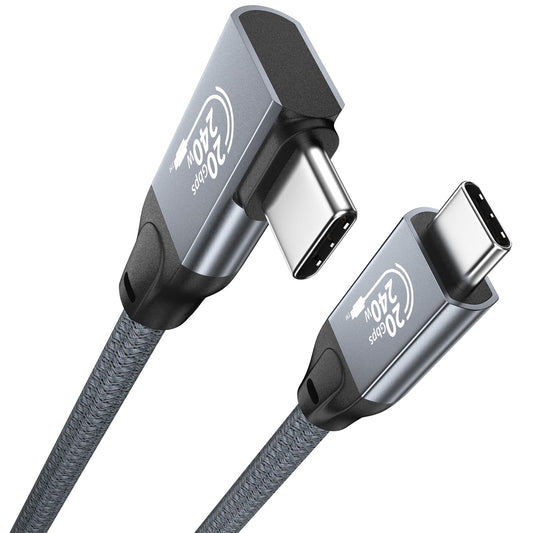 QCEs USB C Monitor Cable Right Angle 3.3FT Video Output to Portable Monitor 8K USB C 3.2 Gen 2x2 Video Cable 20Gbps Data Transfer, 240W PD Charging