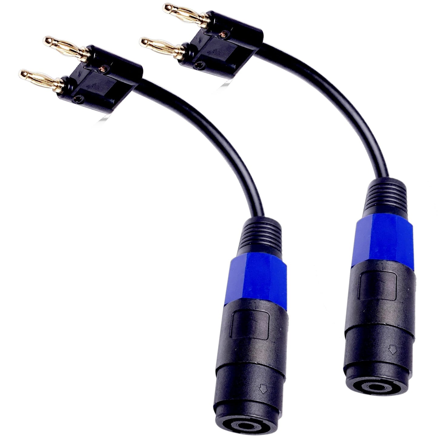 CNCESS Dual Banana Plug to Female Speakon Connector Adapter, 12AWG, 6 in, 2-Pack