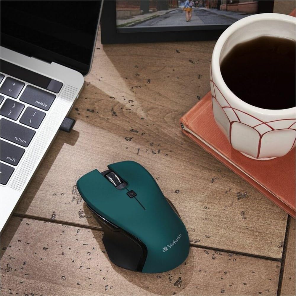 Verbatim USB-C Wireless Blue LED Mouse, Teal, 2.4GHz