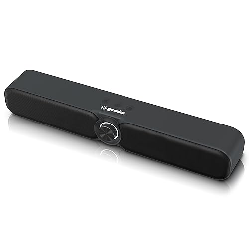 Gemini Portable Battery-Powered Bluetooth Soundbar with Built-in FM Radio, USB & microSD - Wireless Speaker for Gaming, Desk, TV & Bedroom (GSBR-20)