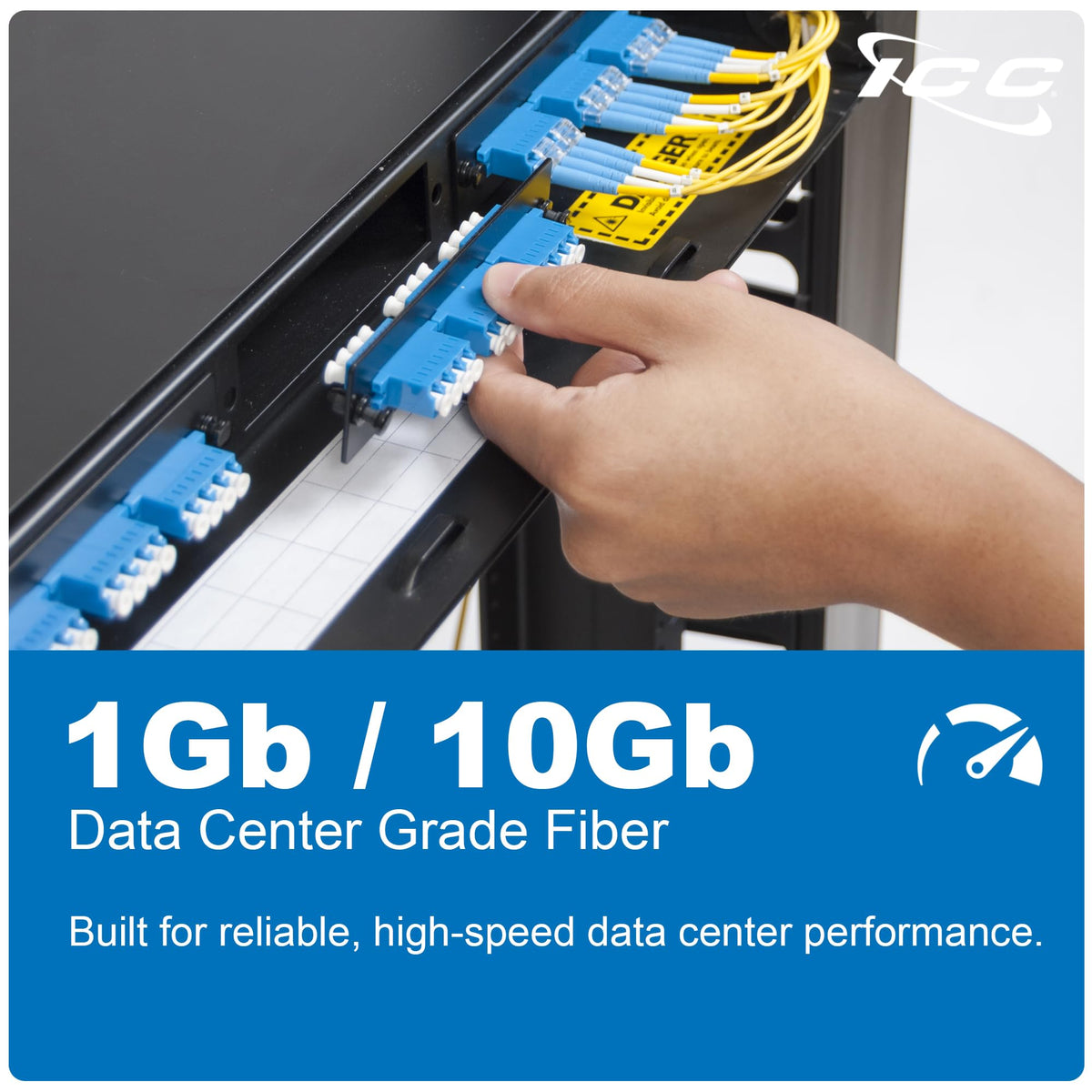 ICC OS2 Singlemode LC-LC Fiber Patch Cable, 3 m (10 ft), Yellow, 1-Pack