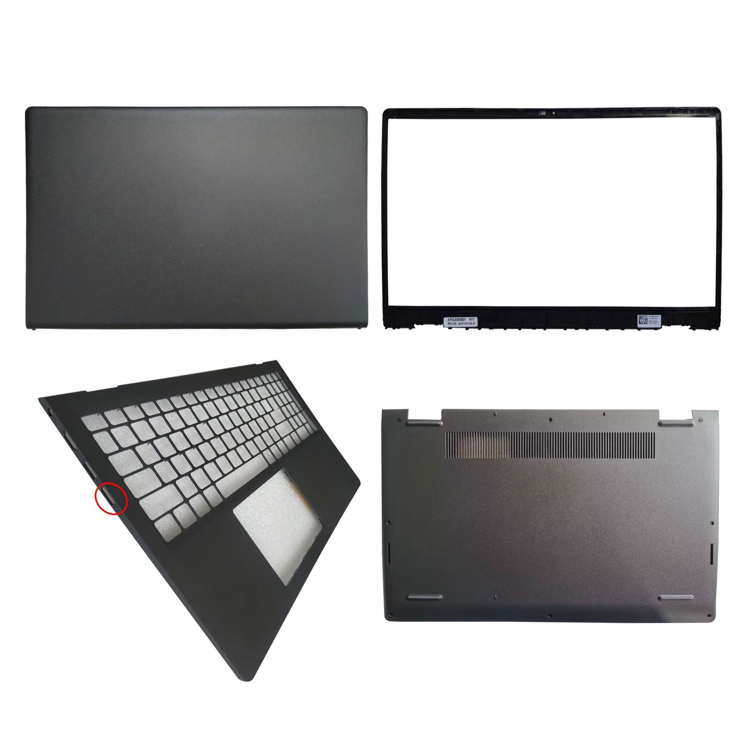 Laptop LCD Top Back Rear and Front Bezel Compatible for Dell Inspiron 15 3510 3511 3515 3520 3525 00WPN8 09WC73 054WVM 03JRFX Palmrest Upper No Type-C