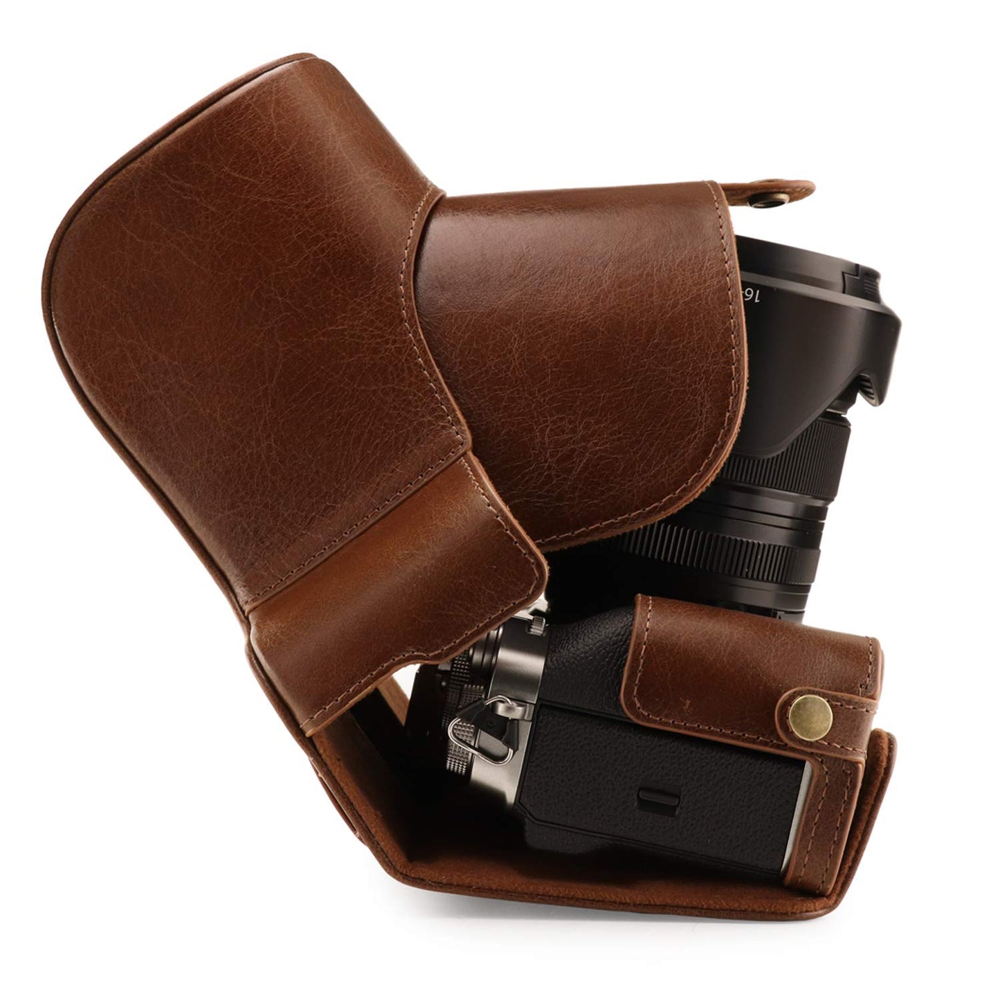 MegaGear MG1922 Ever Ready Genuine Leather Camera Case Compatible With Fujifilm X-T4 (Xf16-80MM) - Brown