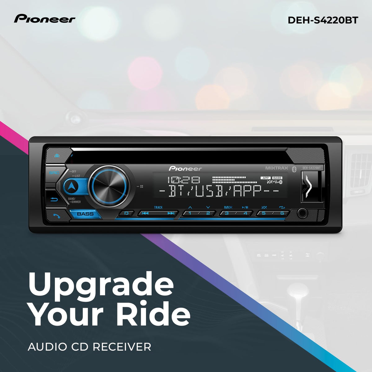 Pioneer DEH-S4220BT 1-Din CD Car Stereo with Bluetooth USB/AUX