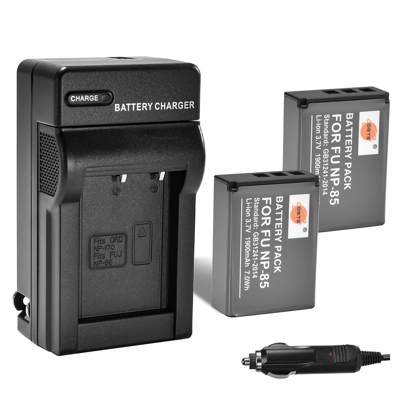 DSTE 2-Pack NP-85 Battery + Travel and Car Charger Compatible for Fujifilm FinePix S1 SL240 SL260 SL280 SL300 SL305 SL1000 Digital Camera