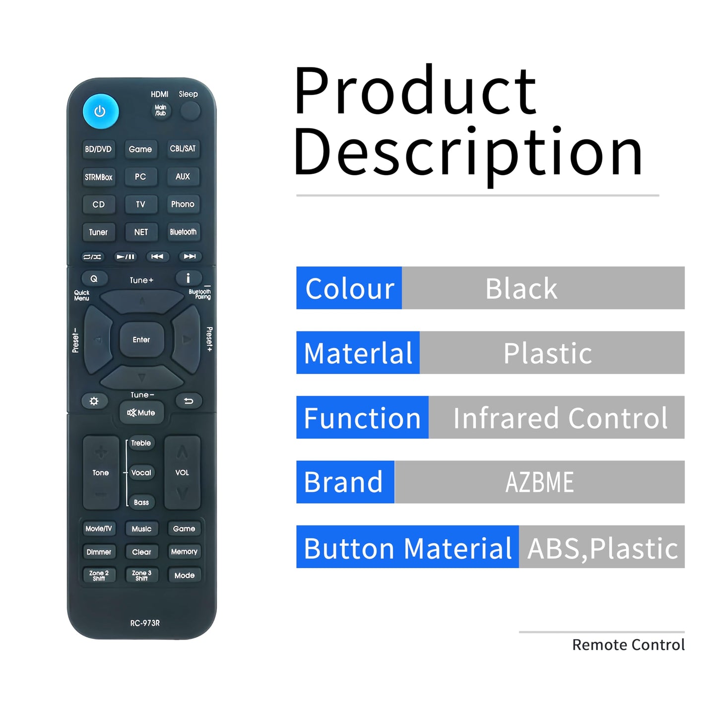 RC-973R Replacement Remote Control for Integra AV Receiver DRX-3.4 DRX-2.3 DRX-3.3 DRX-4.3 DRX-5.3 DTM-6