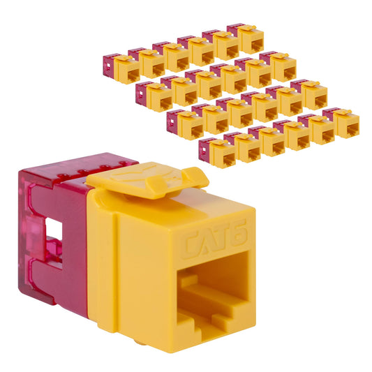 ICC CAT6 Keystone Jack with Slim Profile 180 Degree Punch Down, RJ45 UL Listed PoE++ TAA Compliant for Wall Plate or Patch Panel, Works with JackEasy