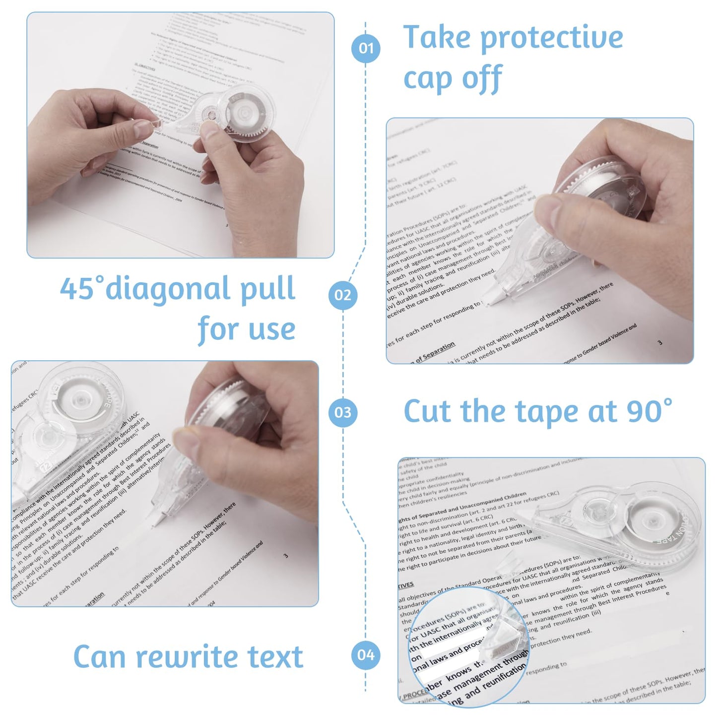 JEFURE 30 Pcs Correction Tape, 39.4 ft White Wrong Out, 0.2 in Width