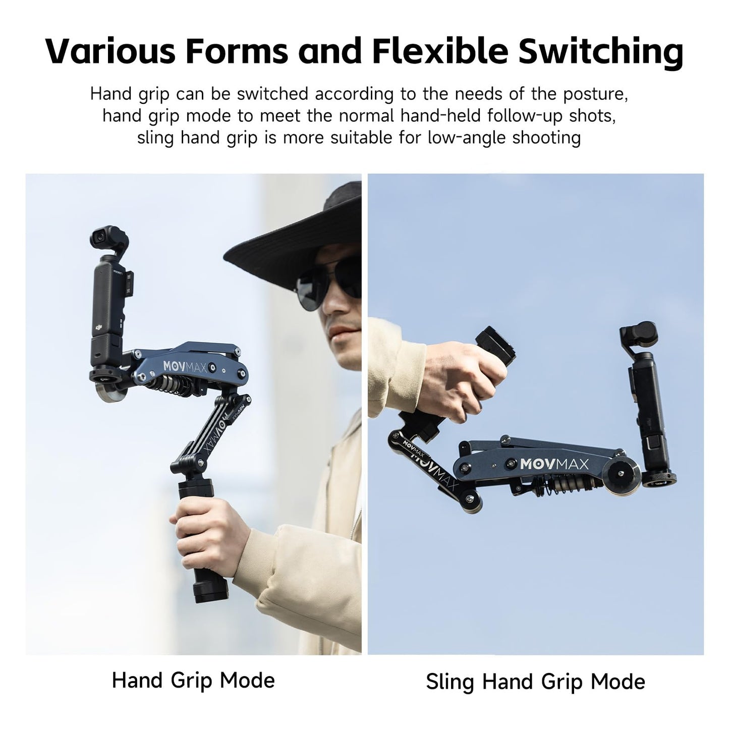 MOVMAX Blade Arm Handheld Kit for DJI Pocket 3, Insta 360, and GoPro Hero 12 Action Cameras, Handheld Stabilizer/N2 Arm Technology/Universal Locking