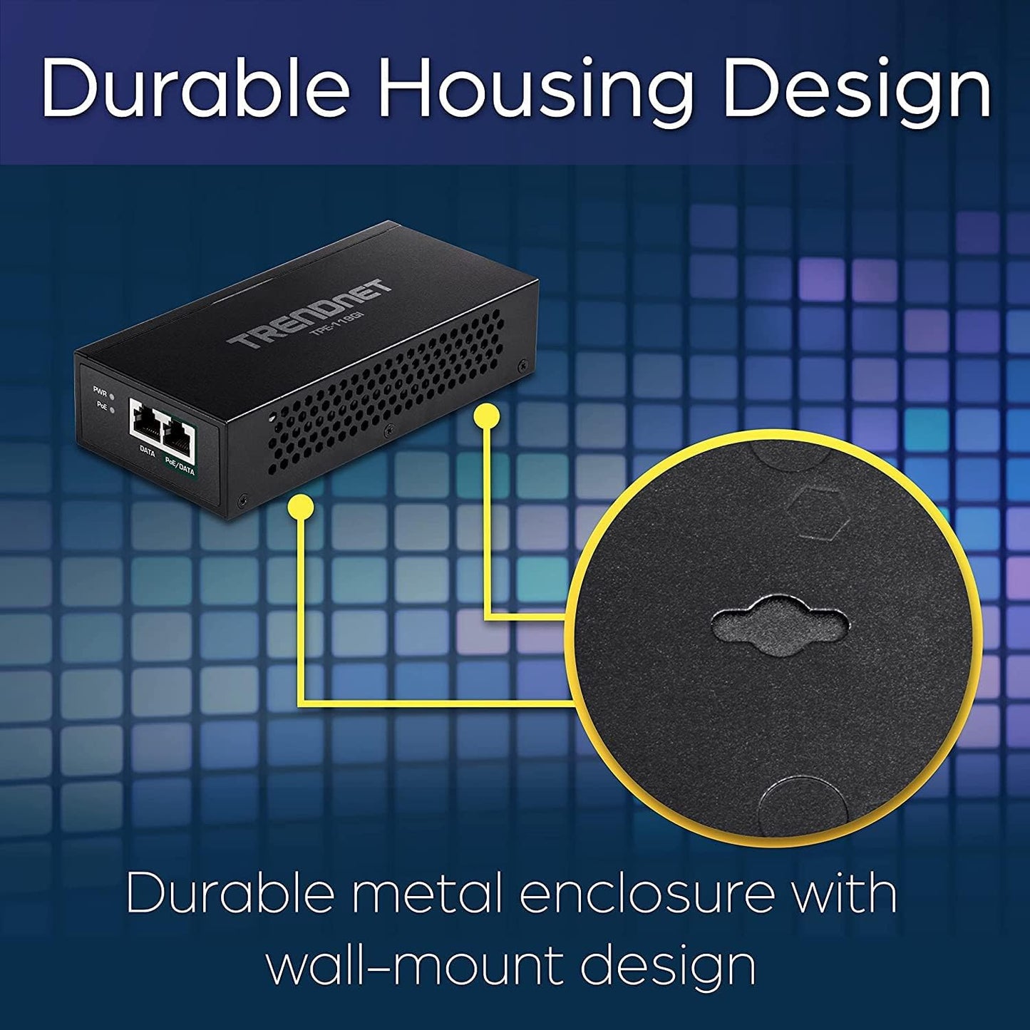TRENDnet Gigabit PoE++ Injector, TPE-119GI, NDAA + TAA Compliant, Supports 15.4W, 30W, and 95W, Up to 100m(328 ft), Integrated Power Supply, IEEE