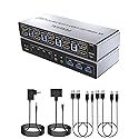 PERESAL USB 3.0 HDMI+Displayport KVM Switch for 4 Computers and 2 Monitors, 4 Port Dual Monitor, 4K@60Hz Support with EDID, Audio?Microphone?and 3 USB
