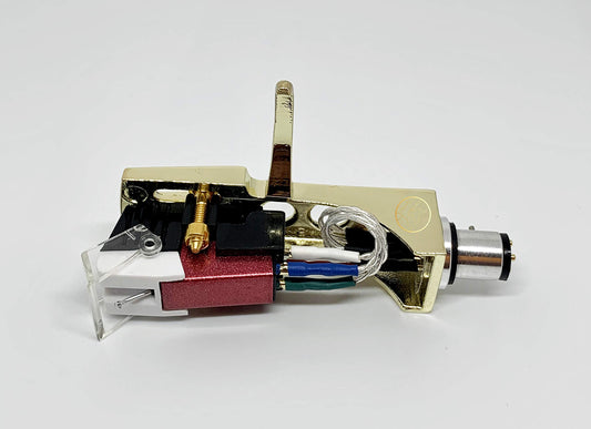 Cartridge and Stylus, needle and Gold Headshell with mounting bolts for Technics SLD3, SLD303, SLD33, SLD3K, SLD5, SLQ2, SLB303, SLH302, SL1000