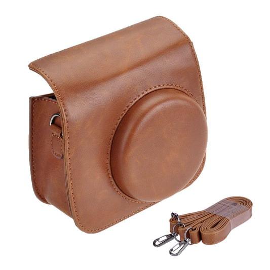 Yoption Vintage Camera Case Compatible with Fujifilm Instax Mini 11/9/8/8+ Instant Film Camera Adjustable Shoulder Strap (Brown)