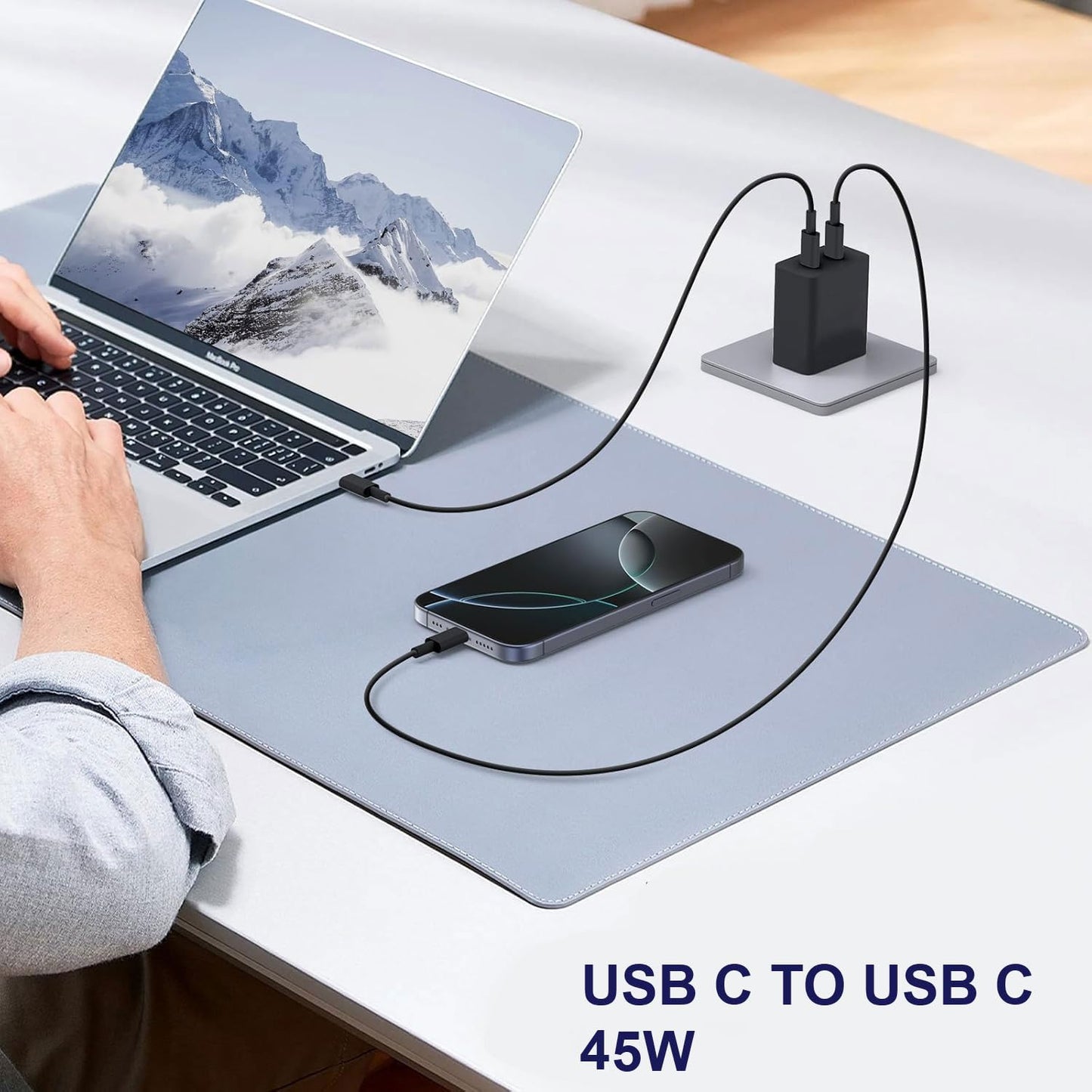 45W USB C Super Fast Charger,35W+10W Dual Type C Port Charger Block, with 4FT+6FT Type C Charger Cable,for Samsung Galaxy S25/S24/S23/S22/S21/i Phone