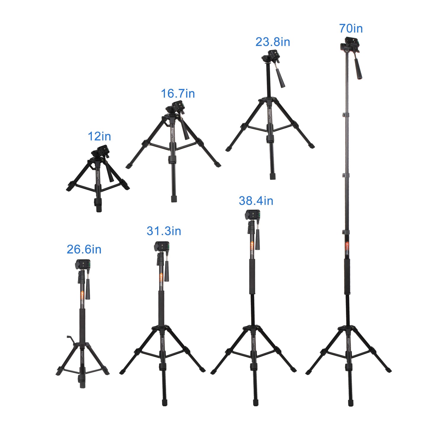 70-Inch Camera/Phone Tripod Monopod Aluminum Lightweight Compact for Travel Pan Head QR Plate for DSLR Vlogging Camera with Phone Mount and Carrying