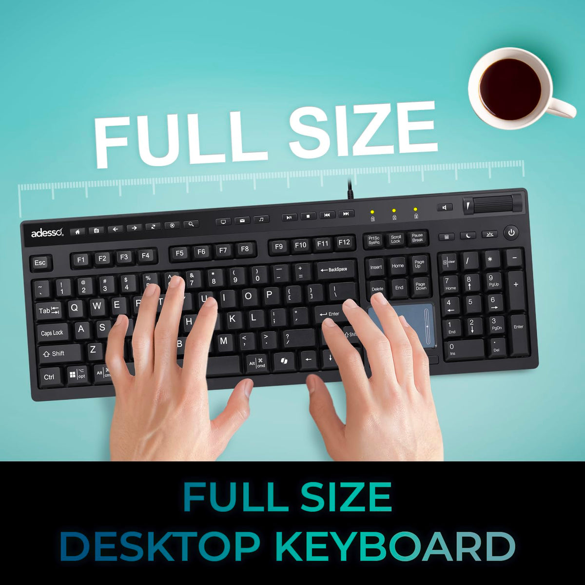 Adesso EasyTouch 445 Touchpad Keyboard, Black (AKB-445UB)