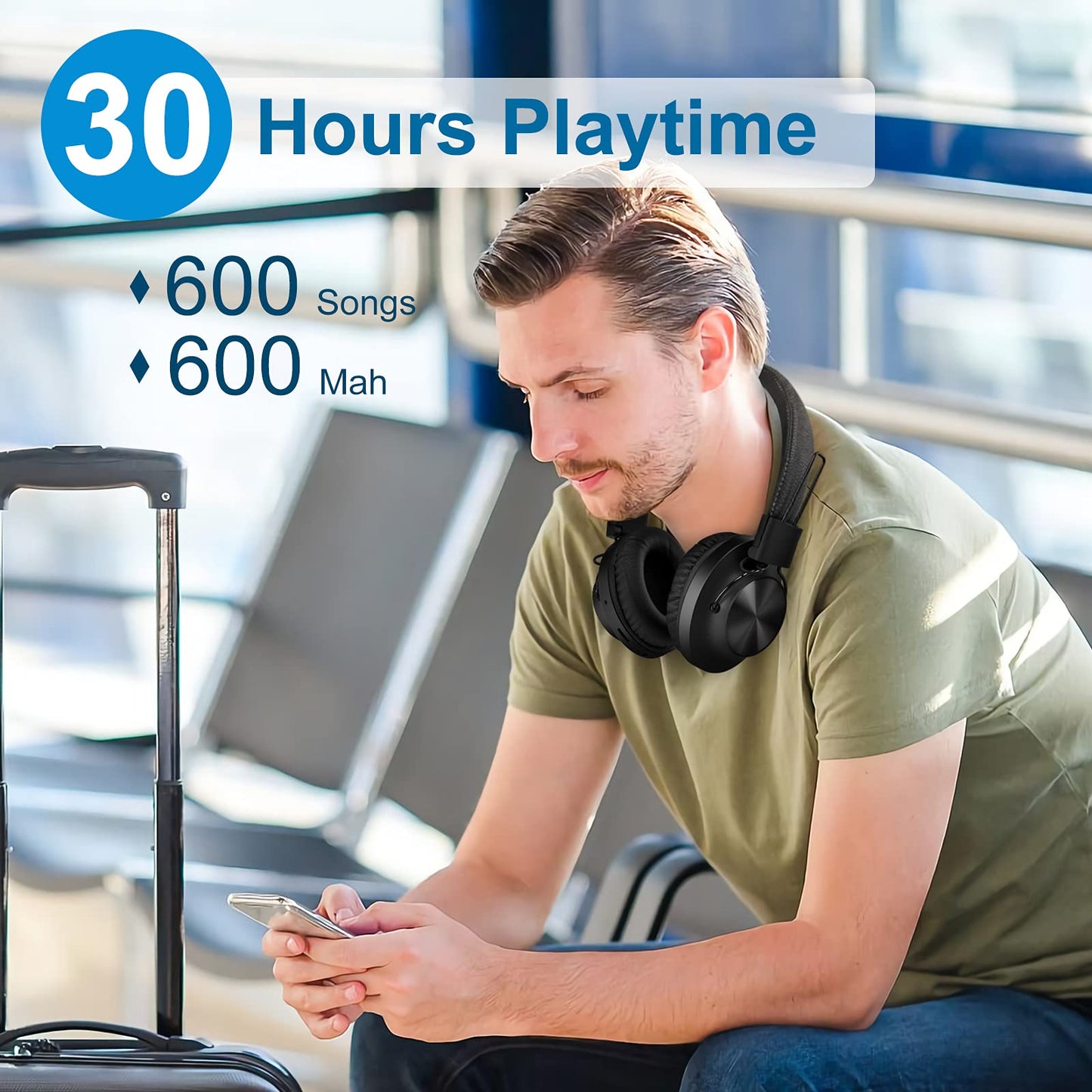 Bluetooth 5.0 Over- Ear Wireless Headphones 30 Hours Battery, FM Radio, MP3 Player, Micro SD/TF with 40mm Deep Bass Drivers, Premium Microphone…