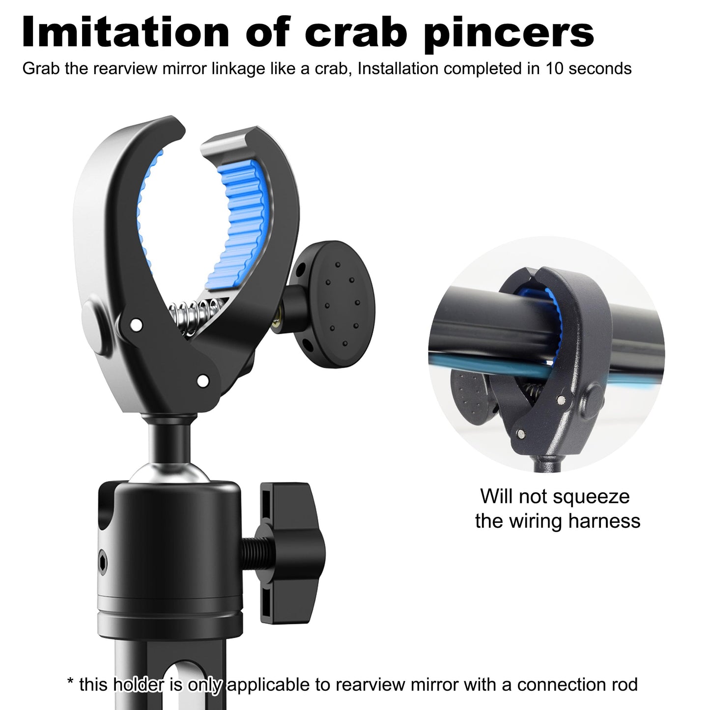 Quyee Phone Holder Car, Rear View Mirror Phone Holder - Aluminum Alloy Mount Multi-Angle Adjustment Rotatable and Retractable Compatible with All 4-7