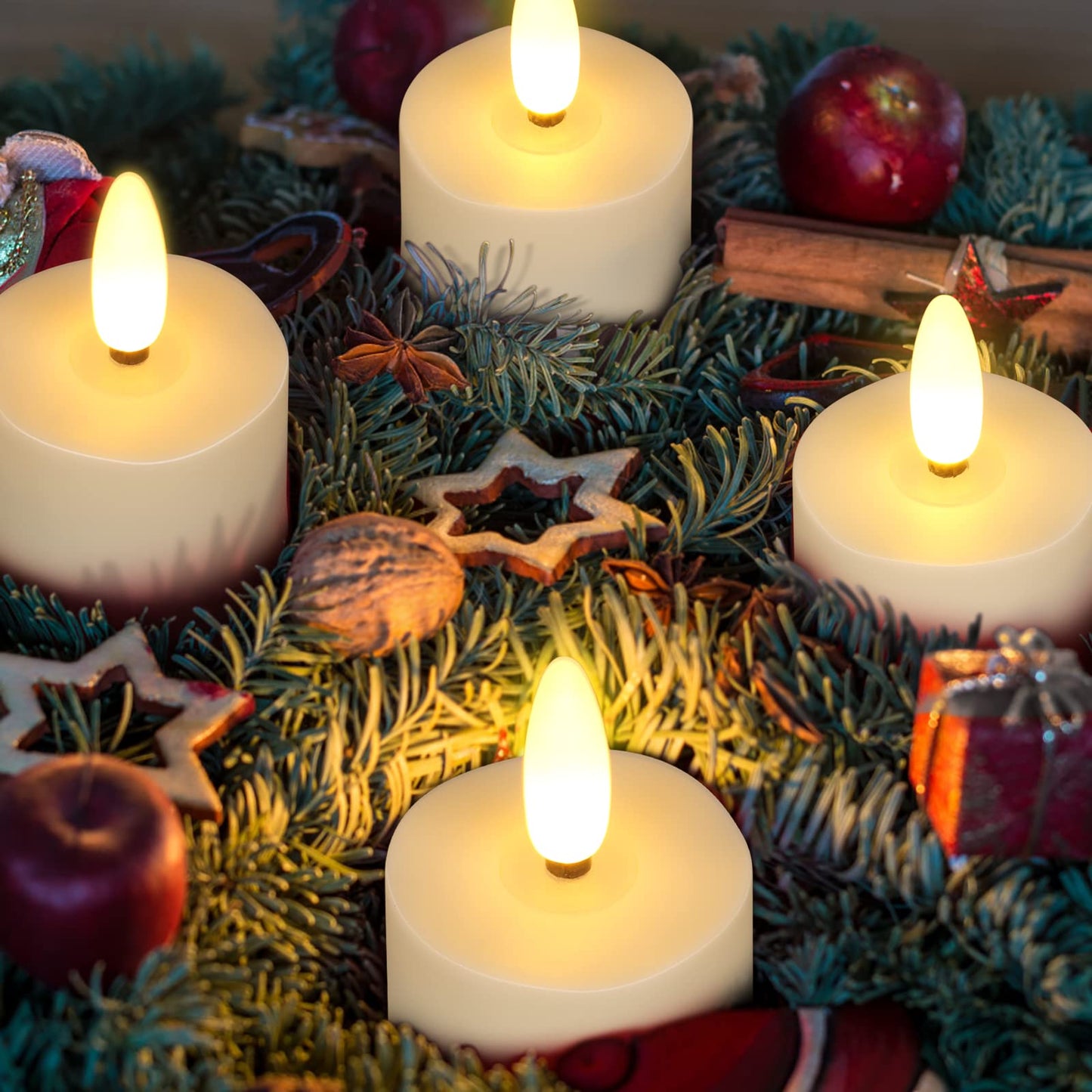 FREEPOWER Rechargeable Flameless Tea Lights Candles Flickering with Remote Timer, Black Wick Battery Operate LED Tealights for Home Decor, Party