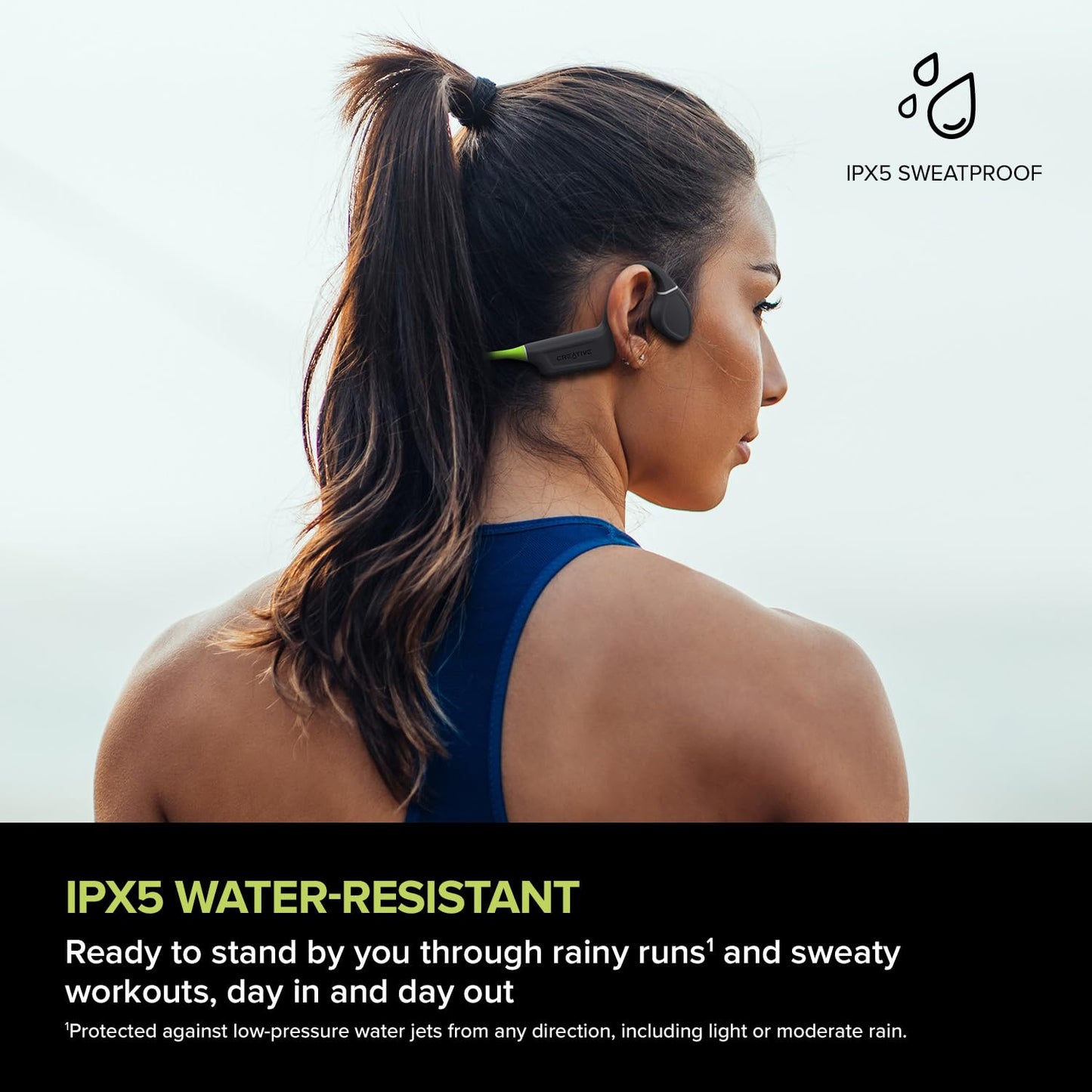 Creative Outlier Free+ Wireless Bone Conduction Headphones with Adjustable Transducers, IPX5 Sweat and Splash Resistance, Multipoint connectivity, Up…