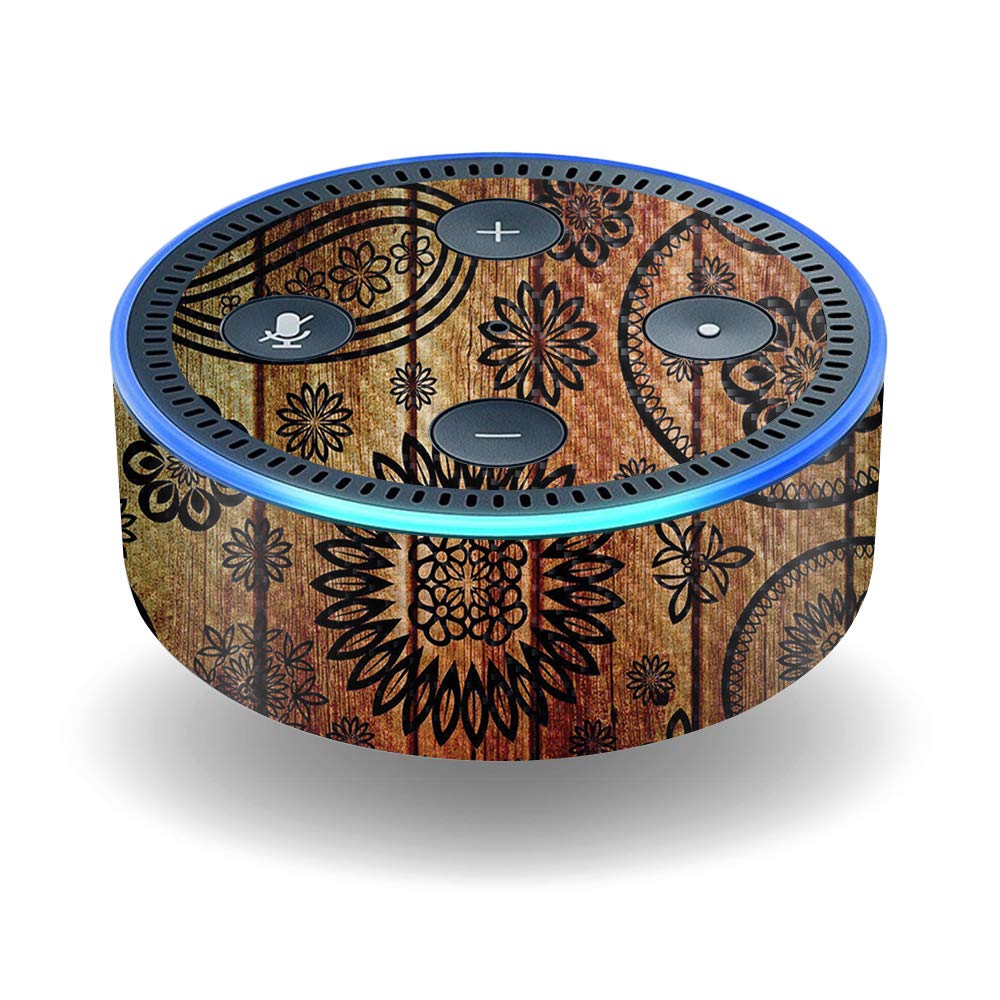 MightySkins Carbon Fiber Skin for Amazon Echo Dot (2ND Gen) - Wooden Floral | Protective, Durable Textured Carbon Fiber Finish | Easy to Apply…