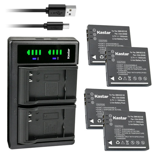 Kastar 4-Pack Battery and LTD2 USB Charger Replacement for Panasonic SDR-S26N, SDR-S26R, SDR-SW20, SDR-SW20R, SDR-SW20S, SDR-SW21, SDR-SW21D