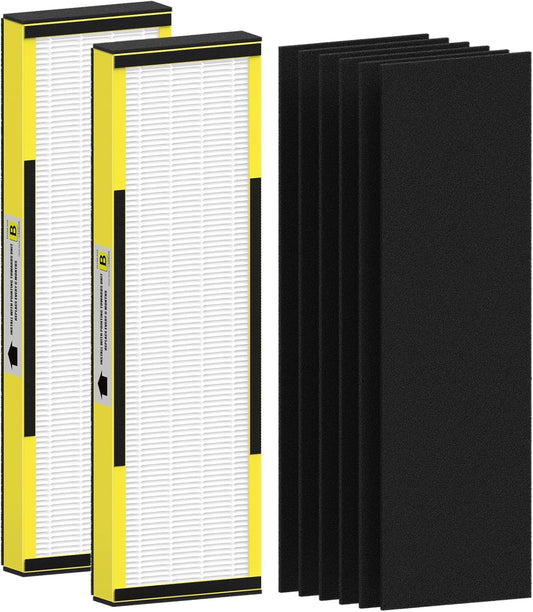 Air Purifier 2 Pack FLT4825 HEPA Replacement Filter B Compatible with AC4825 AC4825E AC4300 AC4800 AC4900 AC4850, 2 True HEPA Filters & 6 Activated