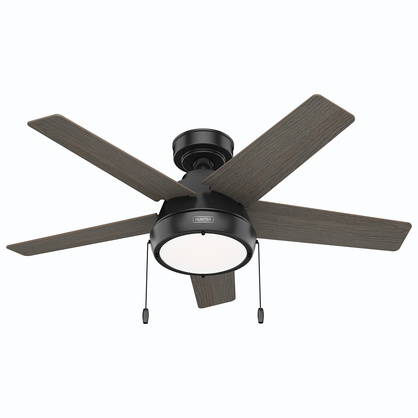 Hunter Fan 44 inch Casual Matte Black Indoor Ceiling Fan with LED Light Kit and Pull Chain (Renewed)