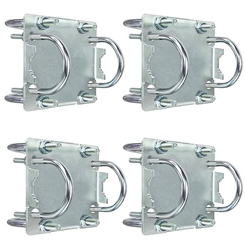 4 Sets Antenna Mast Clamp Cross-Over Bracket Kit with U Bolts for 1"-2" OD Poles, Heavy Duty Mounting Hardware for MINO Yagi TV Antennas, Security