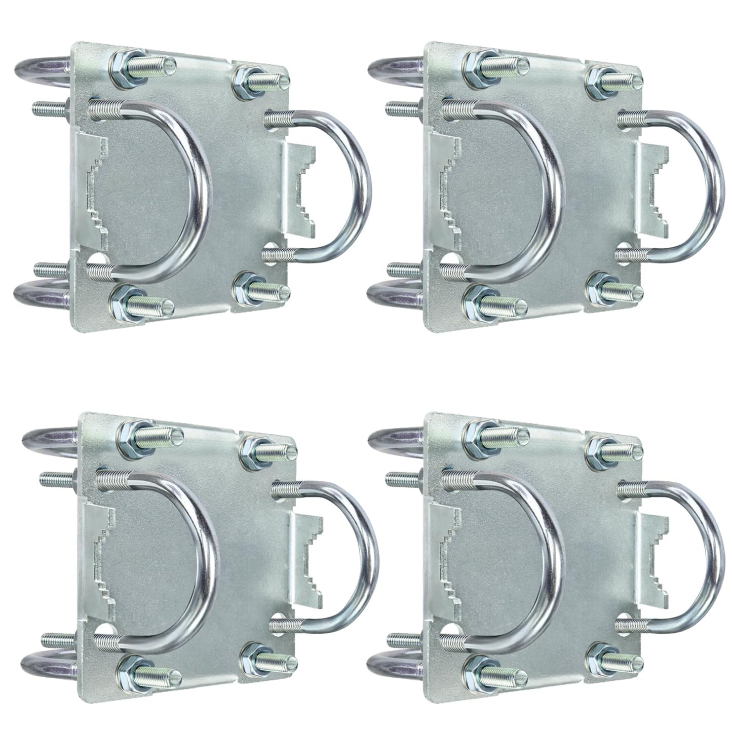 4 Sets Antenna Mast Clamp Cross-Over Bracket Kit with U Bolts for 1"-2" OD Poles, Heavy Duty Mounting Hardware for MINO Yagi TV Antennas, Security