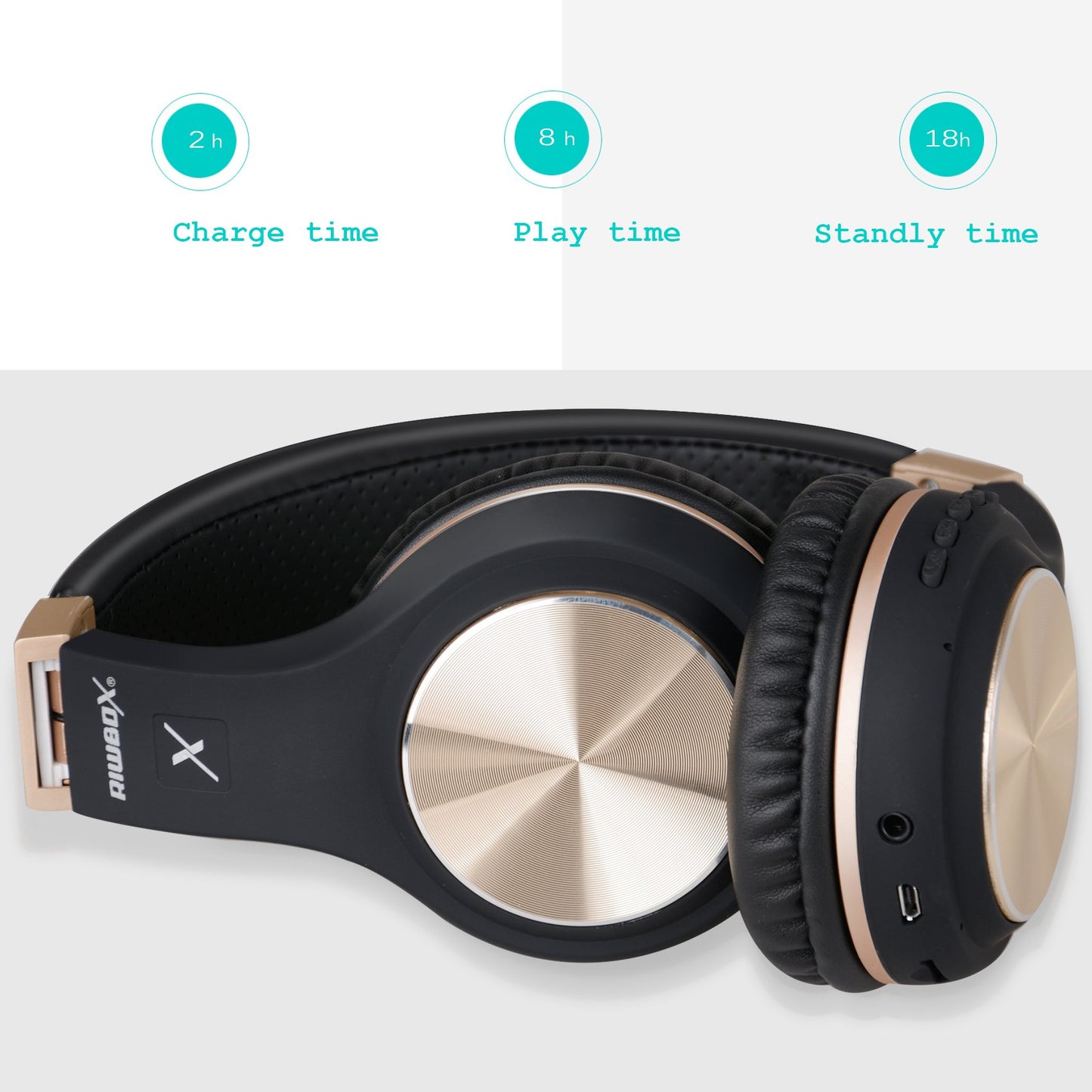 Riwbox Bluetooth Headphones, XBT-80 Folding Stereo Wireless Bluetooth Headphones Over Ear with Microphone and Volume Control, Wireless and Wired…