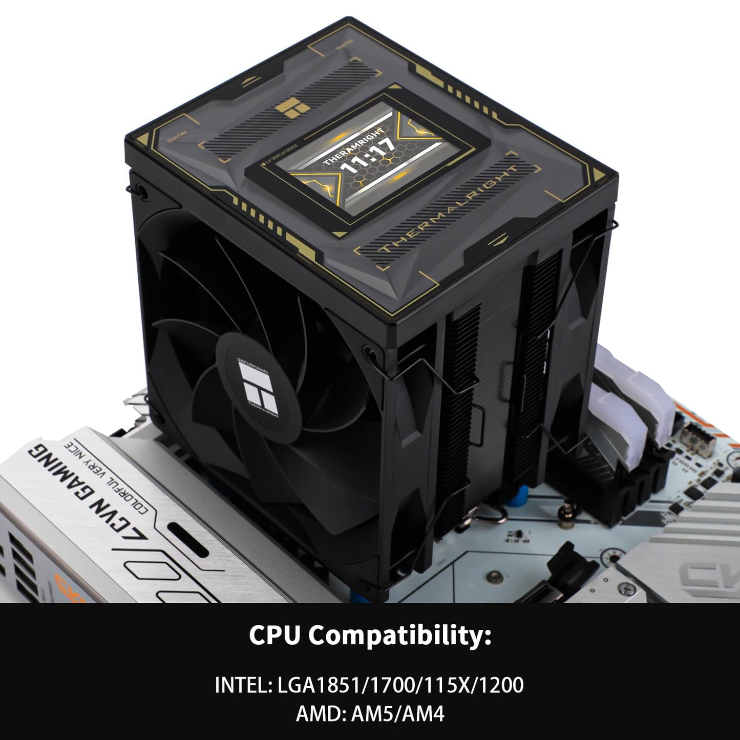 Thermalright Burst Assassin 120 Vision Black CPU Air Cooler, Desktop CPU Cooler with 1500RPM Speed,320x240 Resolving Power IPS LCD Screen