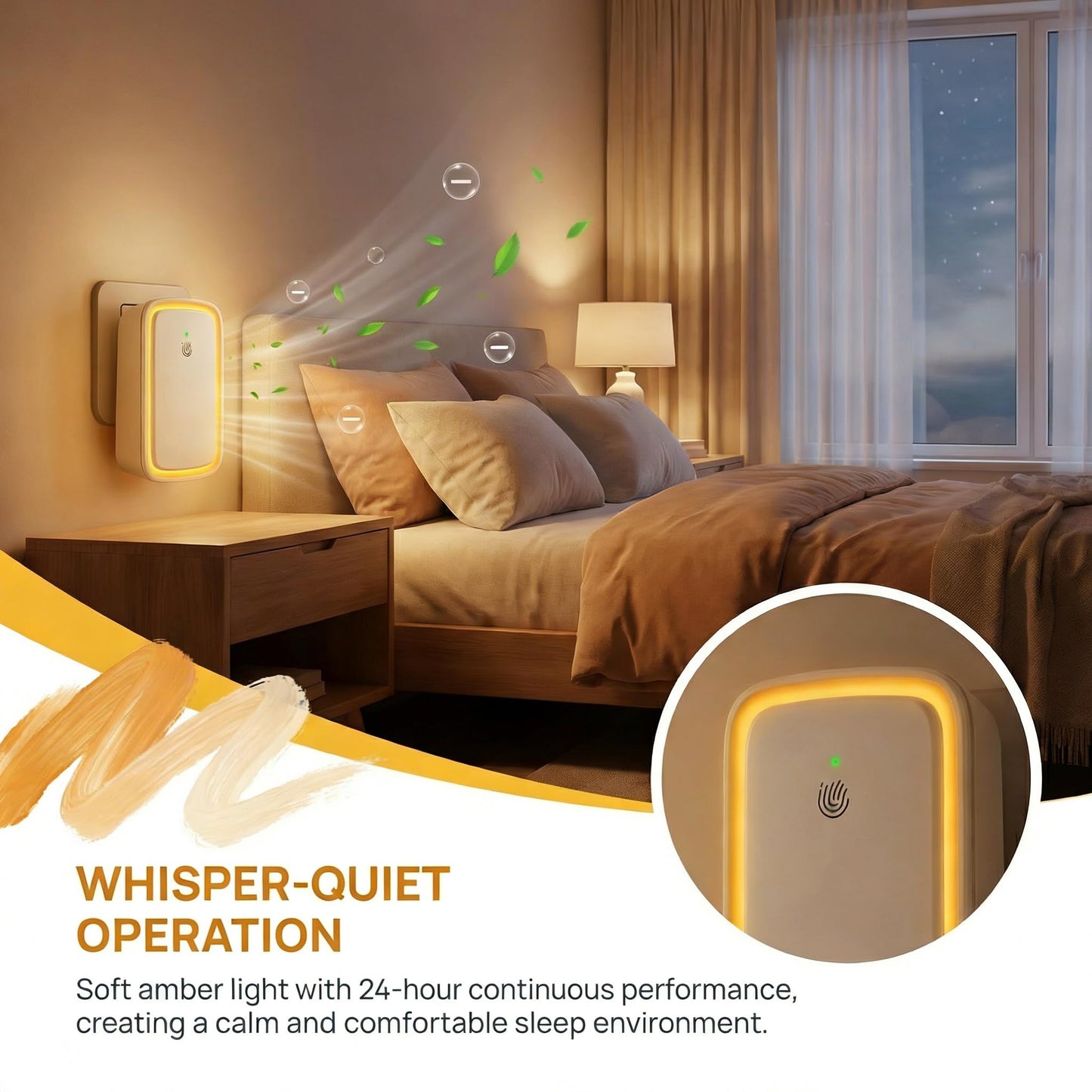 Plug In Air Ionizer Negative Ion Air Purifiers Quiet Air Freshener for Home Bedroom Office Basement - Portable Mini Air Cleaner Odor, Smoke, Dust, Pet