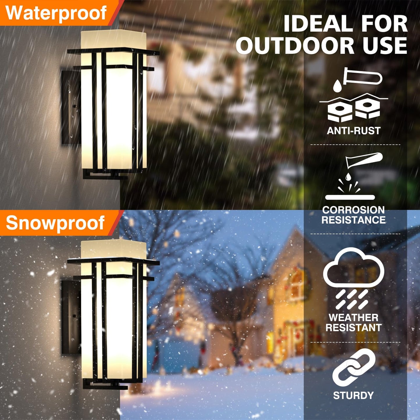 Yoenecea Outdoor Lighting Fixtures Wall Mount, Outdoor Wall Lights Modern with Frosted Glass, Aluminum Exterior Light for House Outdoor Wall Lantern