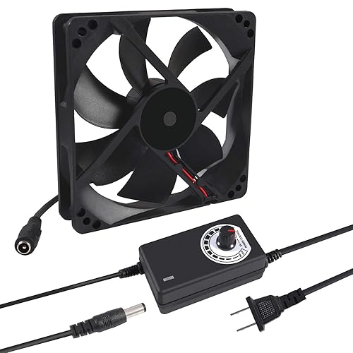 120mm x 25mm 110V 220V AC Powered Cooling Fan with Speed Controller 3V to 12V, 1225 AC 115V 120V 220V 240V for Cooling Ventilation Exhaust Projects