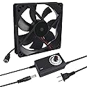 120mm x 25mm 110V 220V AC Powered Cooling Fan with Speed Controller 3V to 12V, 1225 AC 115V 120V 220V 240V for Cooling Ventilation Exhaust Projects