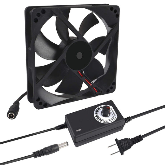 120mm x 25mm 110V 220V AC Powered Cooling Fan with Speed Controller 3V to 12V, 1225 AC 115V 120V 220V 240V for Cooling Ventilation Exhaust Projects