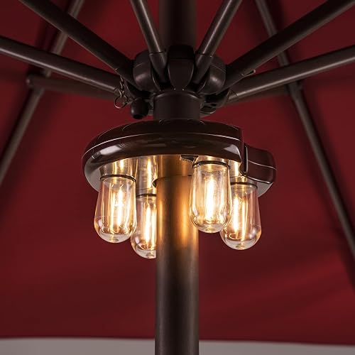 Nora·Gift Patio Umbrella Light with LED Edison Bulbs, Battery Operation Cordless-Outdoor Umbrella Pole Lights with 2 Lighting Modes for Garden?Patio